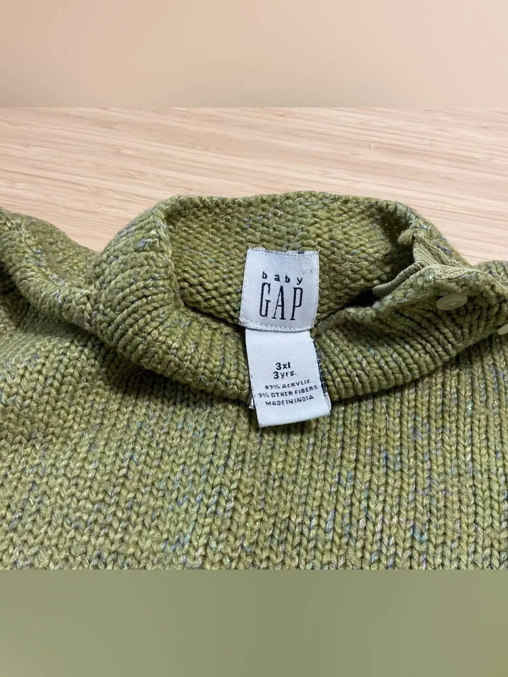 GAP Knit Sweater Olive Green Shimmer 3T